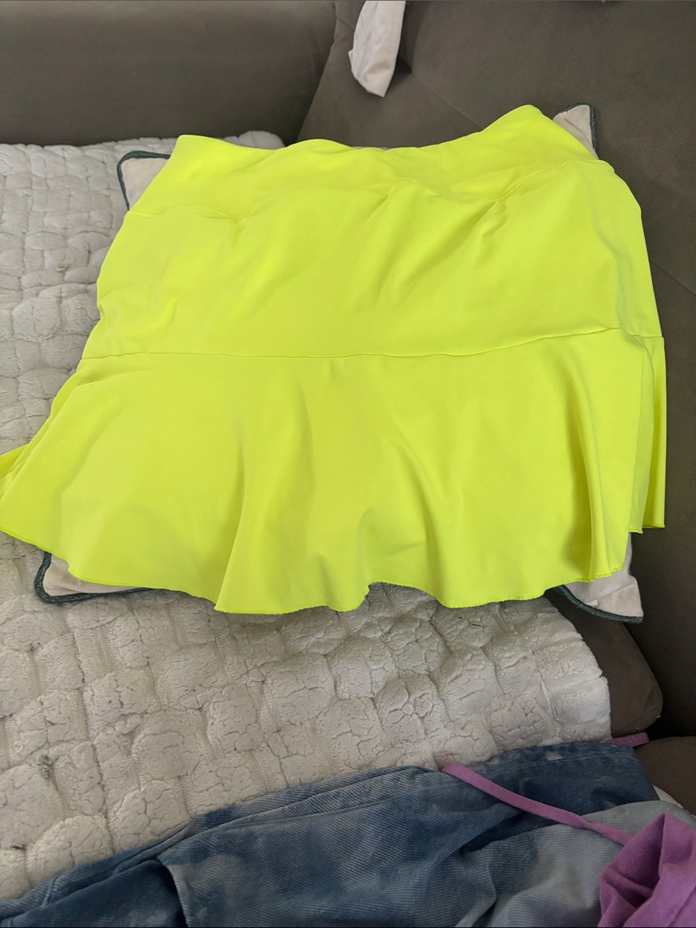 Neon Yellow Circle Skater Skirt